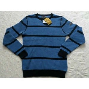 NAUTICA SWEATER MENS CREW-NECK SIZE XL BLUE & BLACK LONG SLEEVES NEW WITH TAGS